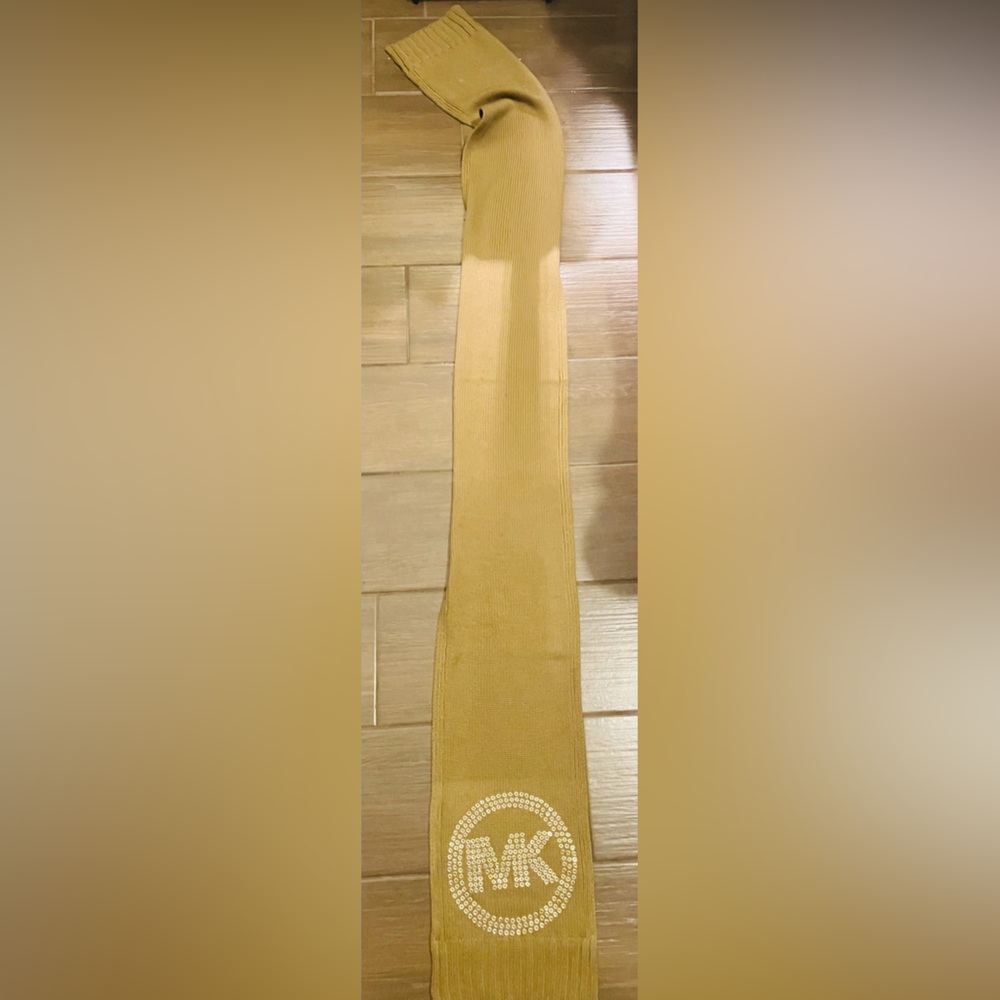 Michael Kors Gold Knit Scarf with Logo